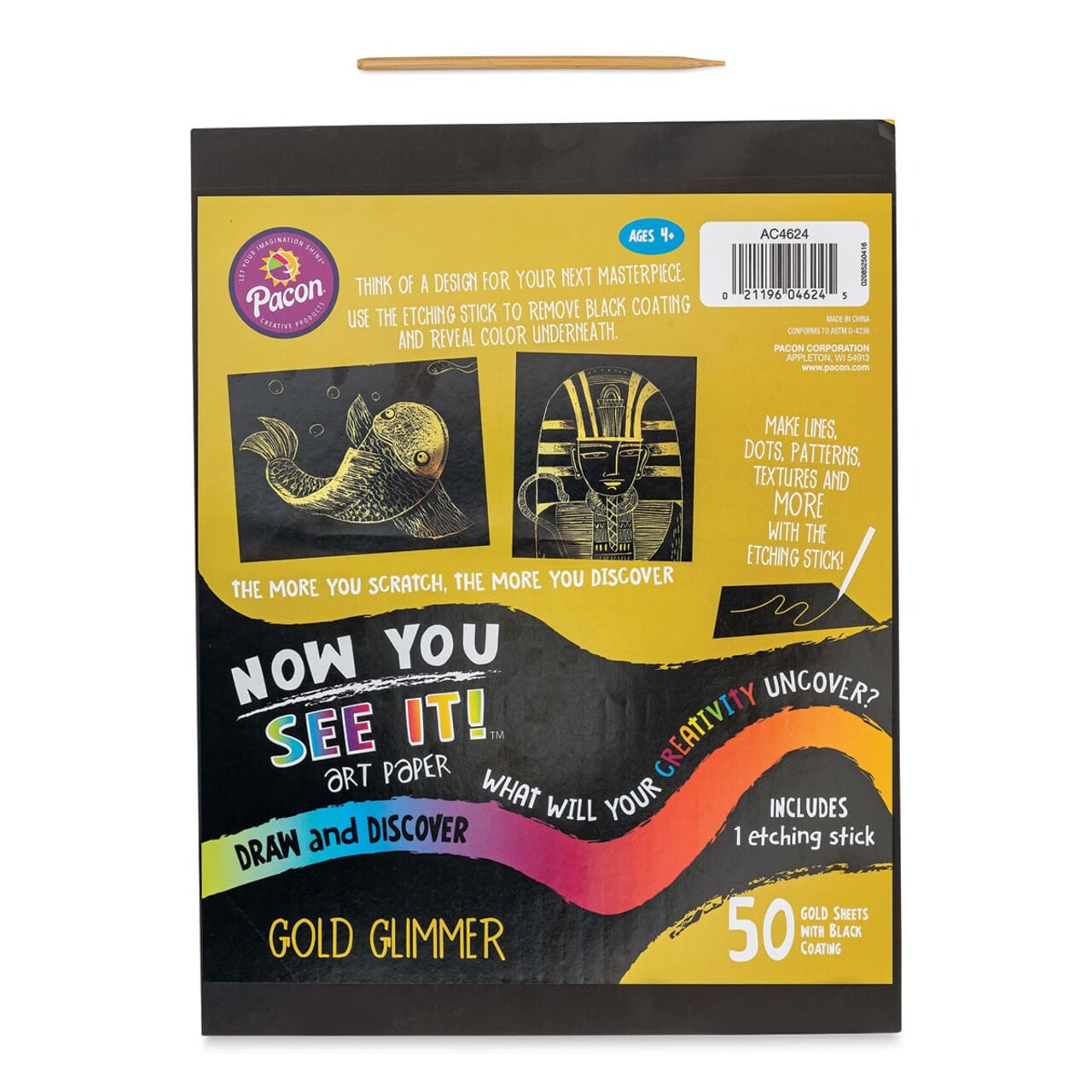 Now You See It Scratch and Reveal Art Paper - Gold Glimmer, Pkg of 50 Sheets